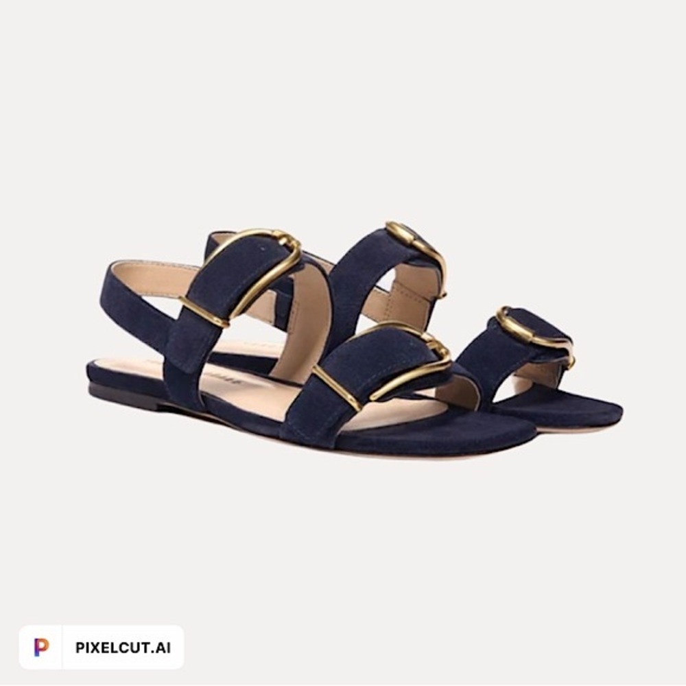 Veronica Beard Maglio Suede Double Buckle Sandals